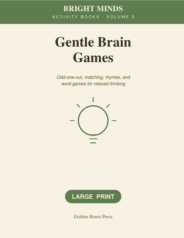 Gentle Brain Games for Seniors — Large Print — front cover